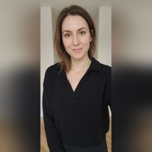 Black V-Neck Collared Sweater
